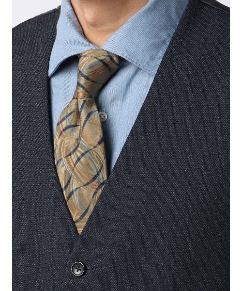 SUIT SQUARE(スーツスクエア)の「スマみえレジレ ウォッシャブル ストレッチ 防シワ CROSS MOVA バーズアイ(スーツベスト・メンズ・グレー/ネイビー・S/L/M/LL/3L)」の7枚目の写真