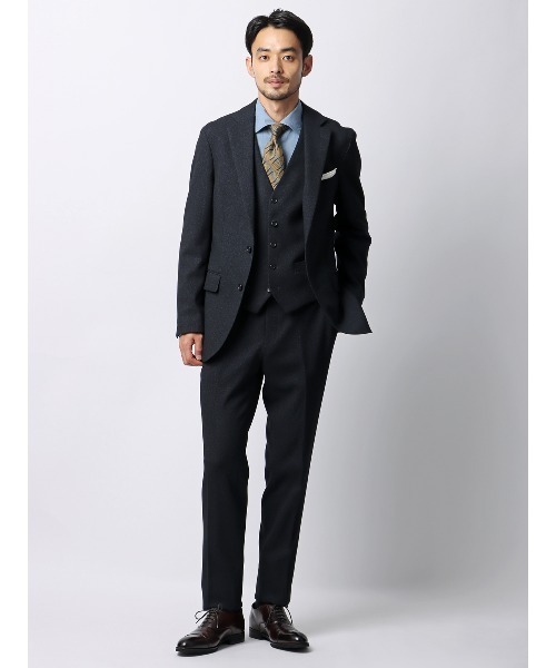 SUIT SQUARE(スーツスクエア)の「スマみえレジレ ウォッシャブル ストレッチ 防シワ CROSS MOVA バーズアイ(スーツベスト・メンズ・グレー/ネイビー・S/L/M/LL/3L)」の3枚目の写真