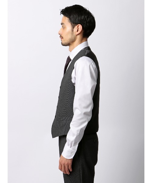 SUIT SQUARE(スーツスクエア)の「スマみえレジレ ウォッシャブル ストレッチ 防シワ CROSS MOVA バーズアイ(スーツベスト・メンズ・グレー/ネイビー・S/L/M/LL/3L)」の13枚目の写真