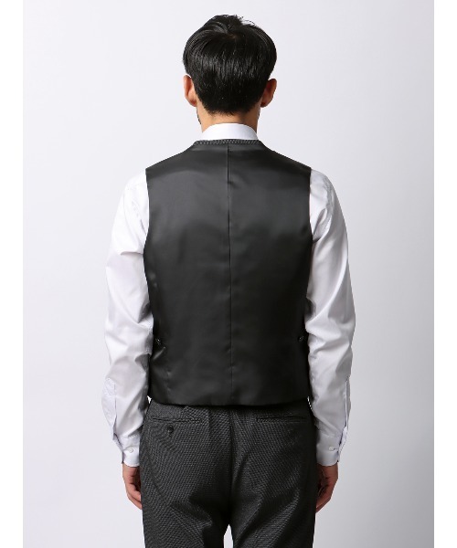 SUIT SQUARE(スーツスクエア)の「スマみえレジレ ウォッシャブル ストレッチ 防シワ CROSS MOVA バーズアイ(スーツベスト・メンズ・グレー/ネイビー・S/L/M/LL/3L)」の14枚目の写真