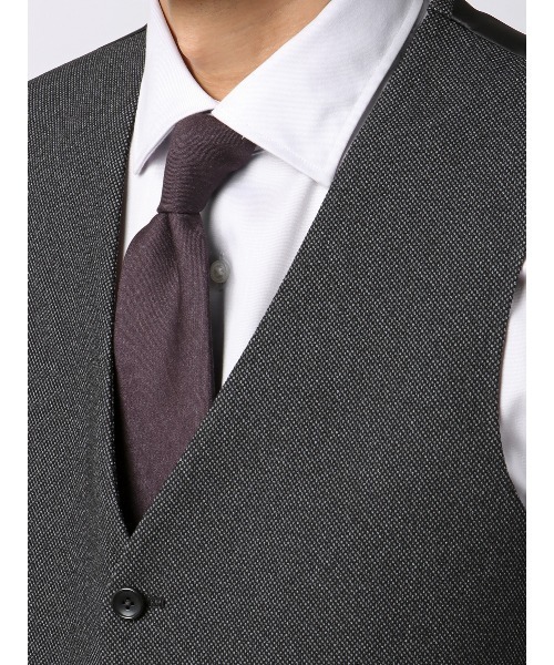 SUIT SQUARE(スーツスクエア)の「スマみえレジレ ウォッシャブル ストレッチ 防シワ CROSS MOVA バーズアイ(スーツベスト・メンズ・グレー/ネイビー・S/L/M/LL/3L)」の15枚目の写真