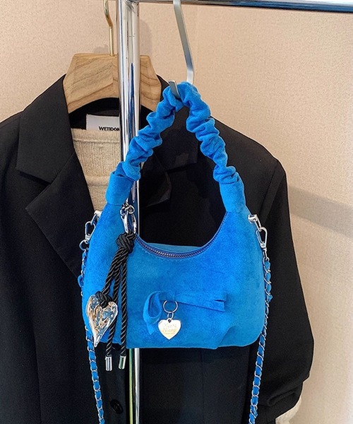 HOOK(フック)の「HOOK for girls ハートチャーム付き 2WAYバッグ チェーンショルダー 韓国ガーリー(ハンドバッグ・レディース・チョコ/ブラック/ブルー・FREE)」の22枚目の写真