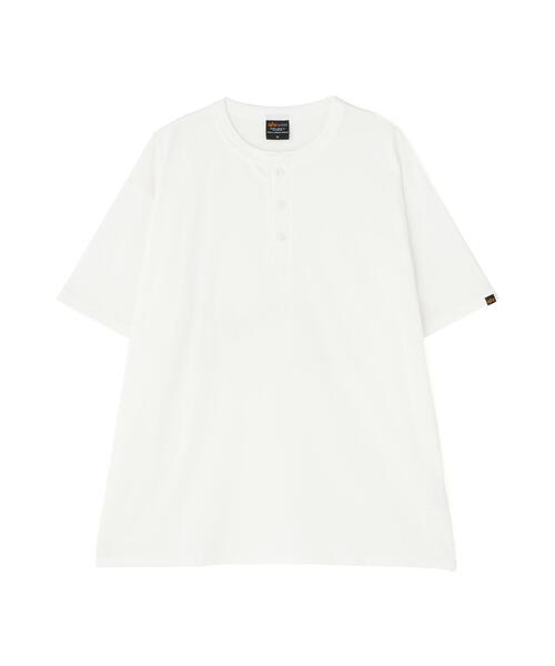 Alpha Industries(アルファインダストリーズ)の「Alpha Industries/アルファインダストリーズ/SNOW WASH SS HENLEY NECK T-SHIRT/スノーウォッシュ ヘンリーネック Tシャツ(Tシャツ/カットソー・メンズ・ネイビー/チャコール/ホワイト系2/オリーブ系/ブラック・2XL/L/M/S/XL)」の7枚目の写真