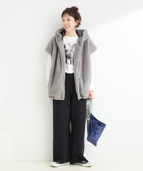 B.C STOCK（ベーセーストック）の「手洗い可 / スウェットライクパンツ（その他パンツ・レディース・チャコールグレー/ブラック・FREE）」の3枚目の写真