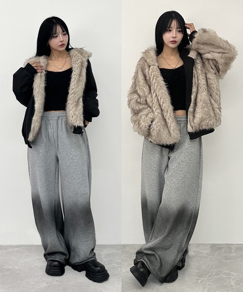 2WAYリバーシブルフェイクファーブルゾン（ブルゾン）｜FOLLOWIN