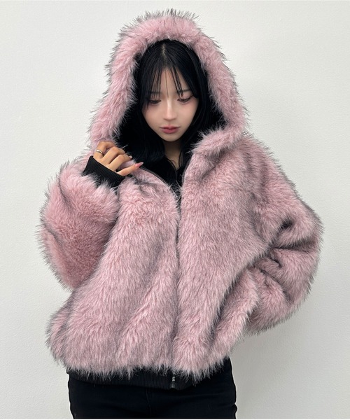 2WAYリバーシブルフェイクファーブルゾン（ブルゾン）｜FOLLOWIN