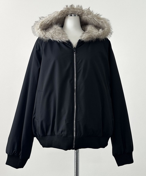 2WAYリバーシブルフェイクファーブルゾン（ブルゾン）｜FOLLOWIN