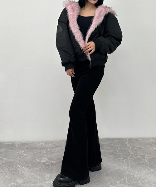 2WAYリバーシブルフェイクファーブルゾン（ブルゾン）｜FOLLOWIN