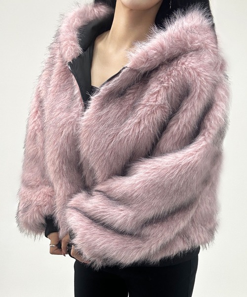 2WAYリバーシブルフェイクファーブルゾン（ブルゾン）｜FOLLOWIN