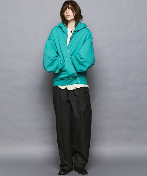 MAISON SPECIAL（メゾンスペシャル）の「《UNISEX》Prime-Over Gathered Hood Zip Parka/プライムオーバーギャザーフードジップパーカー【MAISON SPECIAL/メゾンスペシャル】（パーカー・メンズ・グレー/ブラック/ライトグリーン/バーガンディー・0/1/2）」の9枚目の写真