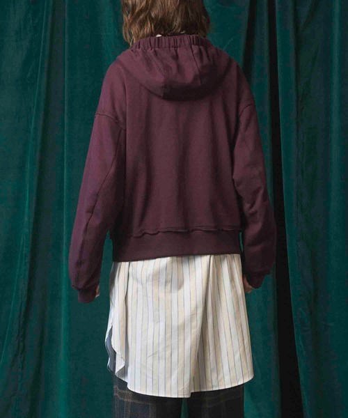 MAISON SPECIAL（メゾンスペシャル）の「《UNISEX》Prime-Over Gathered Hood Zip Parka/プライムオーバーギャザーフードジップパーカー【MAISON SPECIAL/メゾンスペシャル】（パーカー・メンズ・グレー/ブラック/ライトグリーン/バーガンディー・0/1/2）」の14枚目の写真
