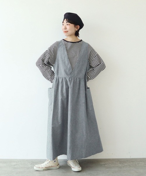 PAR ICI（パーリッシィ）の「先染めコットンネップ 2WAYワンピース（ワンピース・レディース・ブルー系その他/ブラック系その他/ネイビー・FREE）」の3枚目の写真