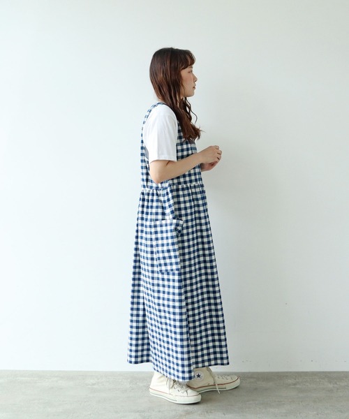 PAR ICI（パーリッシィ）の「先染めコットンネップ 2WAYワンピース（ワンピース・レディース・ブルー系その他/ブラック系その他/ネイビー・FREE）」の9枚目の写真