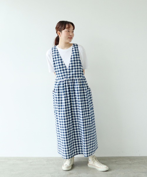 PAR ICI（パーリッシィ）の「先染めコットンネップ 2WAYワンピース（ワンピース・レディース・ブルー系その他/ブラック系その他/ネイビー・FREE）」の16枚目の写真