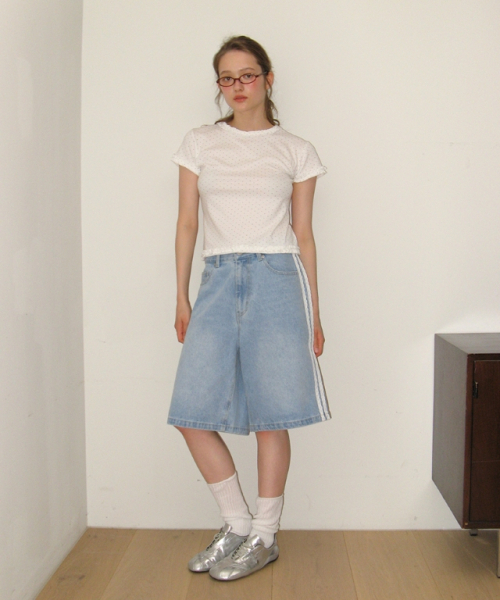RONRON(ロンロン)の「NECK RUFFLE SHORT SLEEVE T SHIRT WHITE DOT(Tシャツ/カットソー・レディース・その他・FREE)」の4枚目の写真