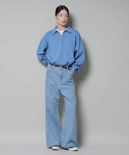 NANO universe（ナノユニバース）の「スウェットライク衿付きボタンニット（ニット/セーター・レディース・ブルー/ベージュ/ネイビー・FREE）」の14枚目の写真