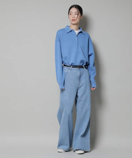 NANO universe（ナノユニバース）の「スウェットライク衿付きボタンニット（ニット/セーター・レディース・ブルー/ベージュ/ネイビー・FREE）」の15枚目の写真