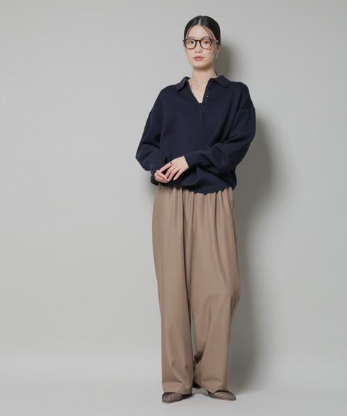 NANO universe（ナノユニバース）の「スウェットライク衿付きボタンニット（ニット/セーター・レディース・ブルー/ベージュ/ネイビー・FREE）」の8枚目の写真