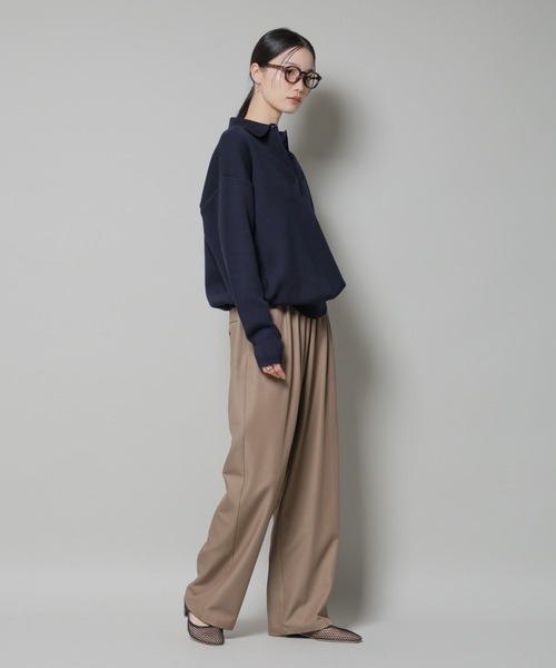 NANO universe（ナノユニバース）の「スウェットライク衿付きボタンニット（ニット/セーター・レディース・ブルー/ベージュ/ネイビー・FREE）」の9枚目の写真