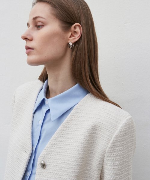 NICK&NICOLE(ニックアンドニコール)の「TWEED CROP JACKET_IVORY(テーラードジャケット・レディース・その他・FREE)」の2枚目の写真