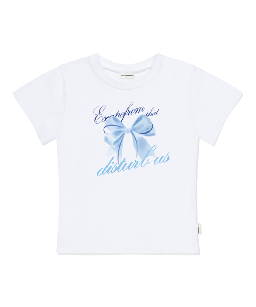 ESCAPEFROM(エスケープフロム)の「ブルーリボンイラストプリントスリムフィット半袖Tシャツホワイト(Tシャツ/カットソー・レディース・その他・FREE)」の3枚目の写真
