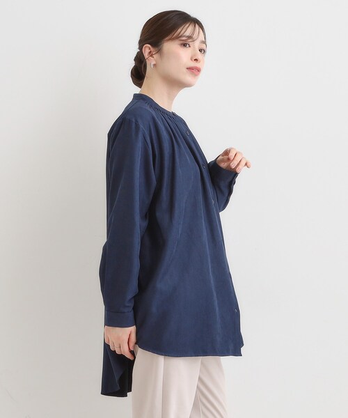 SHOO・LA・RUE(シューラルー)の「【洗濯機可/S-LL】程よくゆるり マイクロコールチュニック(チュニック・レディース・ネイビー/ライトブルー/アイボリー・04/03/02/01)」の9枚目の写真