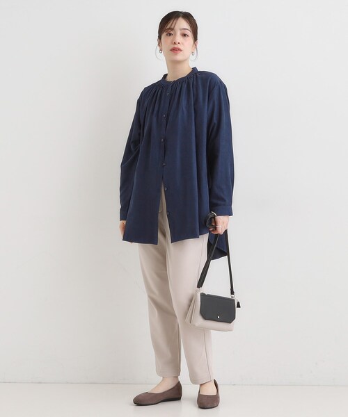 SHOO・LA・RUE(シューラルー)の「【洗濯機可/S-LL】程よくゆるり マイクロコールチュニック(チュニック・レディース・ネイビー/ライトブルー/アイボリー・04/03/02/01)」の10枚目の写真