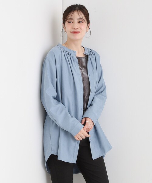 SHOO・LA・RUE(シューラルー)の「【洗濯機可/S-LL】程よくゆるり マイクロコールチュニック(チュニック・レディース・ネイビー/ライトブルー/アイボリー・04/03/02/01)」の12枚目の写真