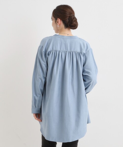 SHOO・LA・RUE(シューラルー)の「【洗濯機可/S-LL】程よくゆるり マイクロコールチュニック(チュニック・レディース・ネイビー/ライトブルー/アイボリー・04/03/02/01)」の13枚目の写真