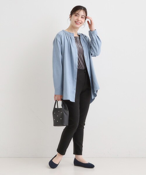 SHOO・LA・RUE(シューラルー)の「【洗濯機可/S-LL】程よくゆるり マイクロコールチュニック(チュニック・レディース・ネイビー/ライトブルー/アイボリー・04/03/02/01)」の14枚目の写真