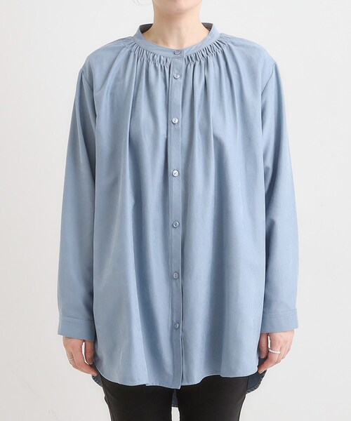 SHOO・LA・RUE(シューラルー)の「【洗濯機可/S-LL】程よくゆるり マイクロコールチュニック(チュニック・レディース・ネイビー/ライトブルー/アイボリー・04/03/02/01)」の16枚目の写真