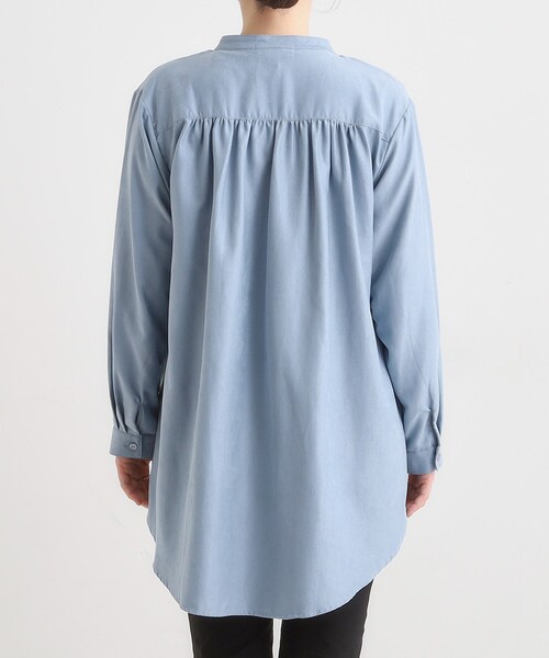 SHOO・LA・RUE(シューラルー)の「【洗濯機可/S-LL】程よくゆるり マイクロコールチュニック(チュニック・レディース・ネイビー/ライトブルー/アイボリー・04/03/02/01)」の18枚目の写真