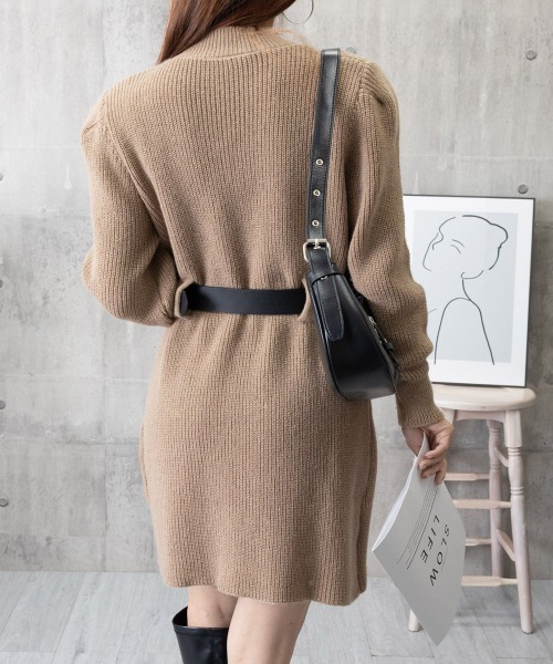 Miniministore(ミニミニストア)の「ベルト付きニットワンピースウエストマーク(ワンピース・レディース・ホワイト/モカ/ブラック/ホワイト×ブラック・FREE)」の16枚目の写真