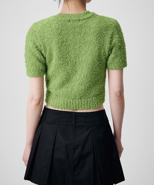MUSINSA STANDARD WOMAN（ムシンサスタンダードウーマン）の「ウィメンズファンシーヤンクルーネック半袖ニット[ライトグリーン]（ニット/セーター・レディース・その他・SMALL/MEDIUM/LARGE）」の2枚目の写真
