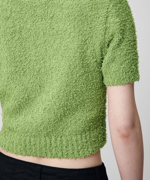 MUSINSA STANDARD WOMAN（ムシンサスタンダードウーマン）の「ウィメンズファンシーヤンクルーネック半袖ニット[ライトグリーン]（ニット/セーター・レディース・その他・SMALL/MEDIUM/LARGE）」の5枚目の写真