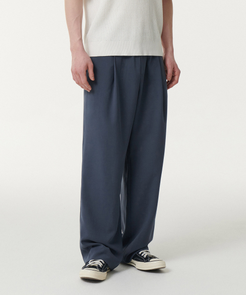 MUSINSA STANDARD（ムシンサスタンダード）の「リネンライクワンタックワイドバンディングパンツ[ブルーグレー]（その他パンツ・メンズ・その他・30/26/28/40/38/42/36/34/32）」の2枚目の写真
