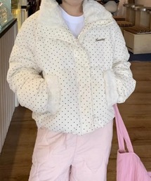 shopnikoniko（ショップニコニコ）の「中綿ブルゾン ドット柄 ボアカラー ボリューム 中綿ジャケット（ダウンジャケット/コート）」