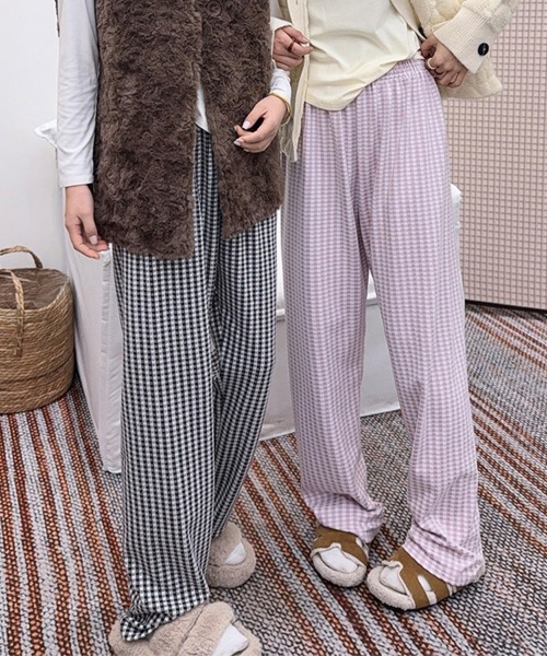 ReRe(リリ)の「チェック柄ルームパンツ(その他パンツ・レディース・ブラック/パープル/ピンク/ブラウン・MEDIUM/LARGE)」の10枚目の写真