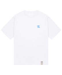 [ユニセックス]スモールブルーペインティングベアスマイル半袖Tシャツ_ホワイト