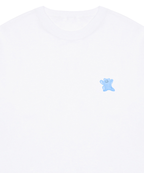 GRAVER（グレーバー）の「[ユニセックス]スモールブルーペインティングベアスマイル半袖Tシャツ_ホワイト（Tシャツ/カットソー・レディース・ホワイト・MEDIUM/SMALL/LARGE/X-LARGE）」の3枚目の写真