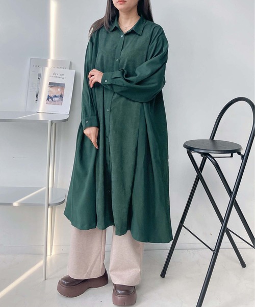 AS KNOW AS plus（アズノゥアズプラス）の「♪パネルタックミックスワンピ―ス（ワンピース・レディース・ブラック系/ダークグリーン系/ネイビー系/ブラウン系・FREE）」の4枚目の写真