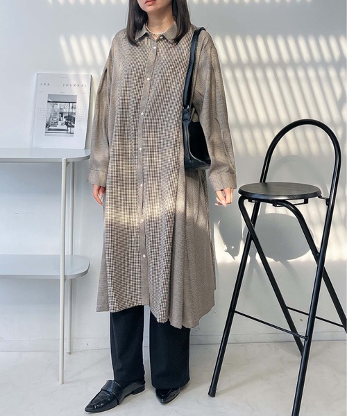 AS KNOW AS plus（アズノゥアズプラス）の「♪パネルタックミックスワンピ―ス（ワンピース・レディース・ブラック系/ダークグリーン系/ネイビー系/ブラウン系・FREE）」の5枚目の写真