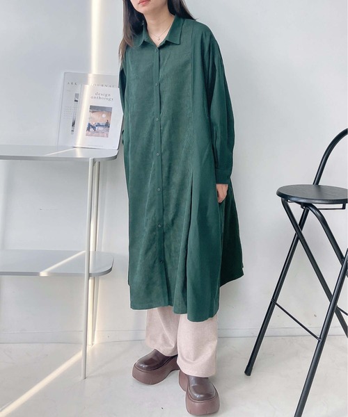 AS KNOW AS plus（アズノゥアズプラス）の「♪パネルタックミックスワンピ―ス（ワンピース・レディース・ブラック系/ダークグリーン系/ネイビー系/ブラウン系・FREE）」の13枚目の写真