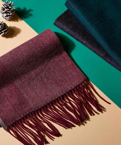 TAKEO KIKUCHI（タケオキクチ）の「【ラッピング巾着セット】カシミヤブレンド リバーシブルマフラー（マフラー・メンズ・ライトブルー/ブラック/ネイビー/モスグリーン/ボルドー・00）」の6枚目の写真