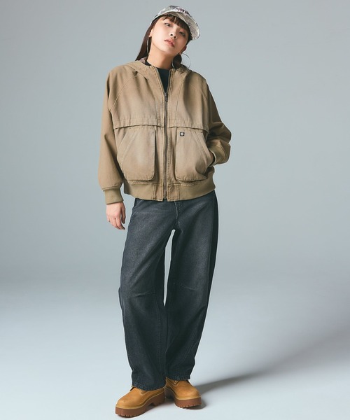 X-girl（エックスガール）の「ASYMMETRIC WAIST BARREL LEG DENIM PANTS（デニムパンツ・レディース・ブラック/ライトインディゴブルー・S/M）」の11枚目の写真