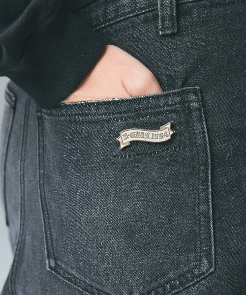 X-girl（エックスガール）の「ASYMMETRIC WAIST BARREL LEG DENIM PANTS（デニムパンツ・レディース・ブラック/ライトインディゴブルー・S/M）」の14枚目の写真