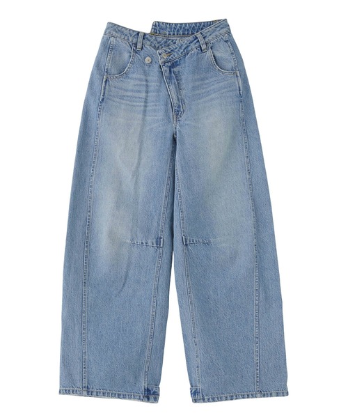 X-girl（エックスガール）の「ASYMMETRIC WAIST BARREL LEG DENIM PANTS（デニムパンツ・レディース・ブラック/ライトインディゴブルー・S/M）」の15枚目の写真