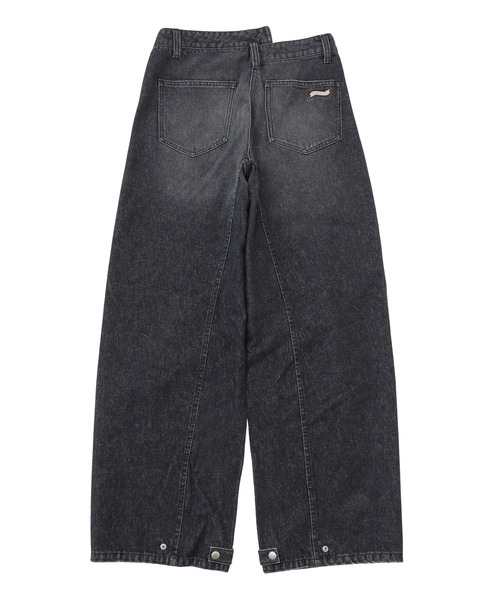 X-girl（エックスガール）の「ASYMMETRIC WAIST BARREL LEG DENIM PANTS（デニムパンツ・レディース・ブラック/ライトインディゴブルー・S/M）」の18枚目の写真