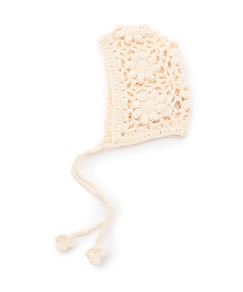 petit main（プティマイン）の「かぎ編みボンネット（ニットキャップ/ビーニー・キッズ・モカ/アイボリー・S/M/L）」の4枚目の写真