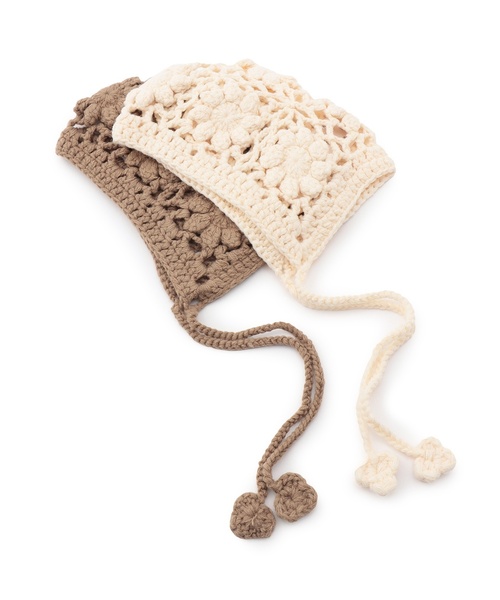 petit main（プティマイン）の「かぎ編みボンネット（ニットキャップ/ビーニー・キッズ・モカ/アイボリー・S/M/L）」の8枚目の写真